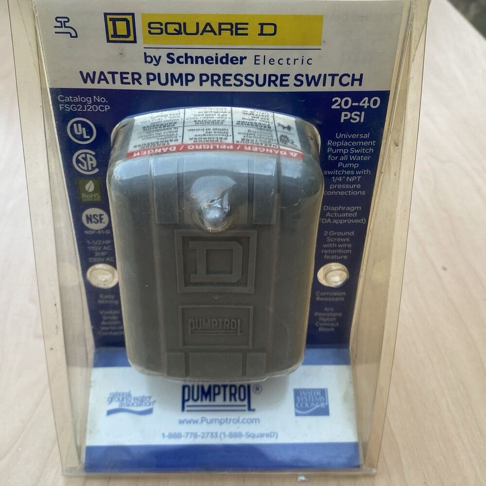 Square D PUMPTROL 20-40 PSI Water Pump Pressure Switch FSG2J20CP NEW